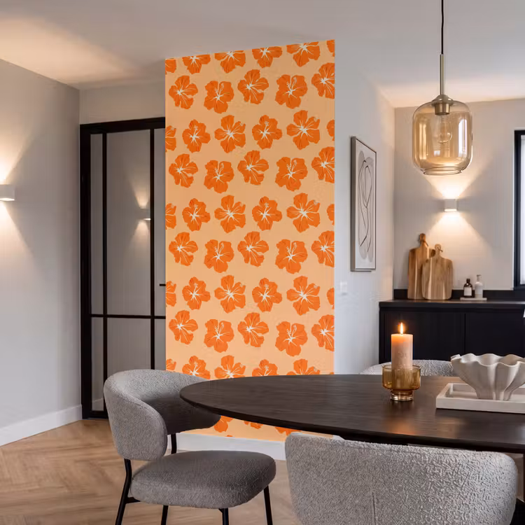 Behang - Tropisch - Hibiscus - Oranje — 5
