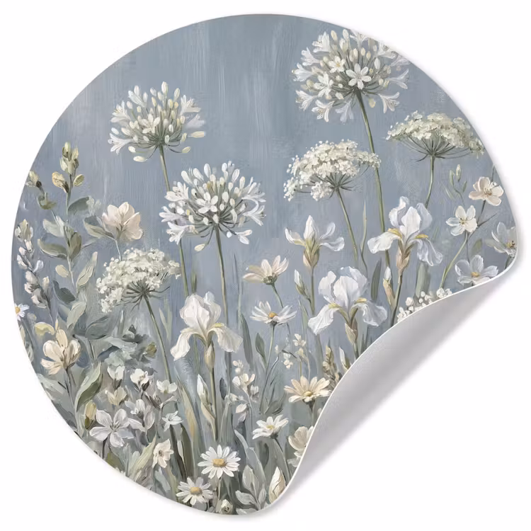 Behangcirkel - Bloemen - Botanisch - Blauw — 1