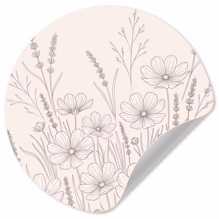 Behangcirkel - Minimalistisch - Modern - Bloemen - Beige — 1