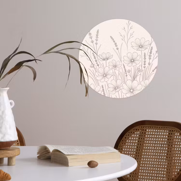 Behangcirkel - Minimalistisch - Modern - Bloemen - Beige — 4