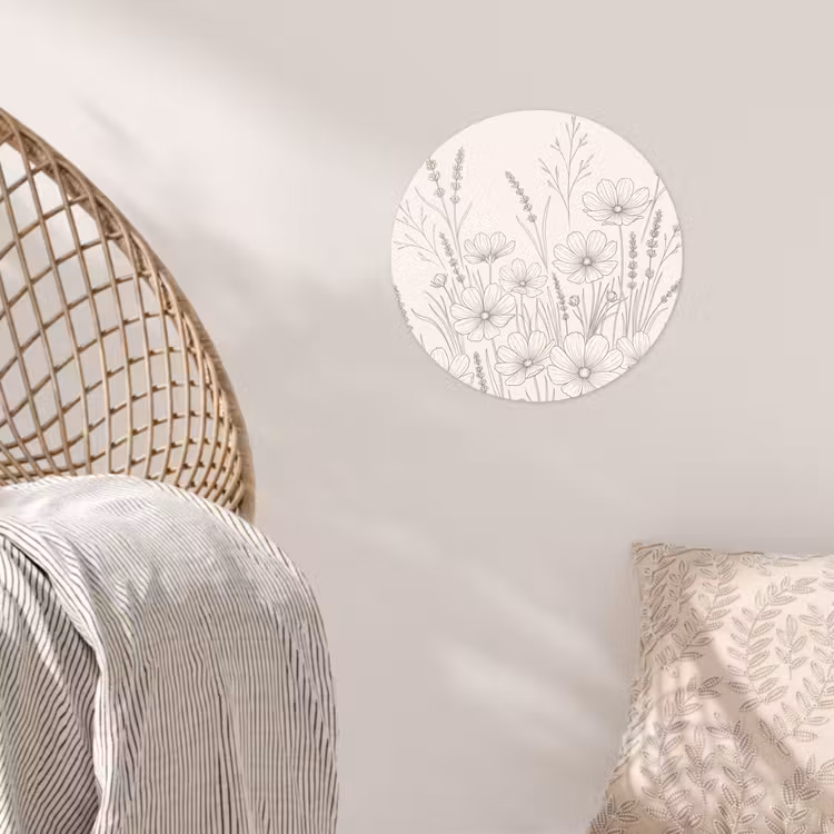 Behangcirkel - Minimalistisch - Modern - Bloemen - Beige — 5