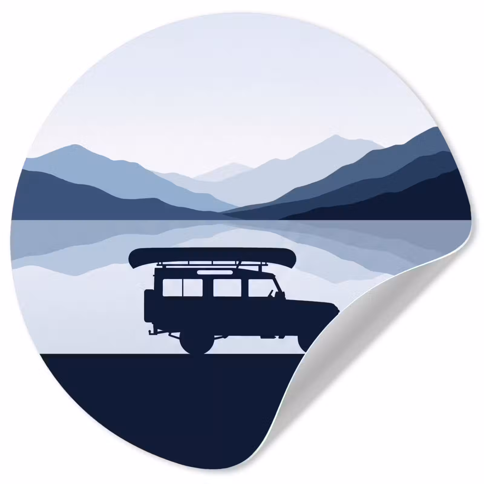 Behangcirkel - Auto - Meer - Bergen - Blauw — 1