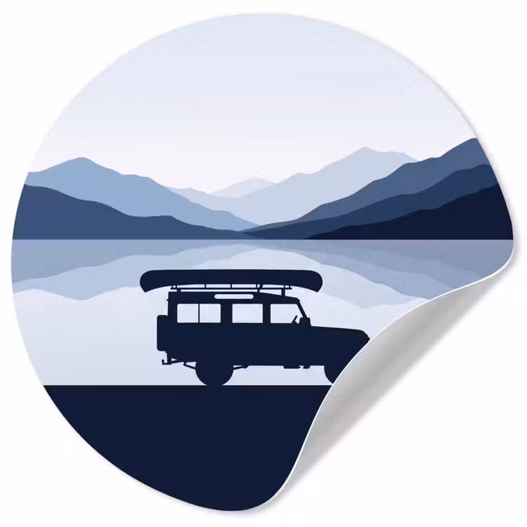 Behangcirkel - Auto - Meer - Bergen - Blauw — 1