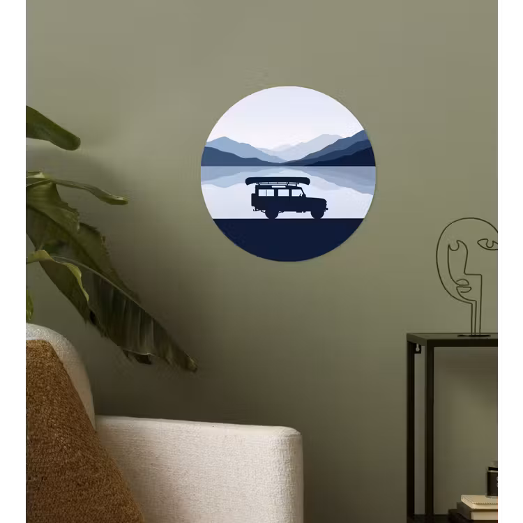 Behangcirkel - Auto - Meer - Bergen - Blauw — 3