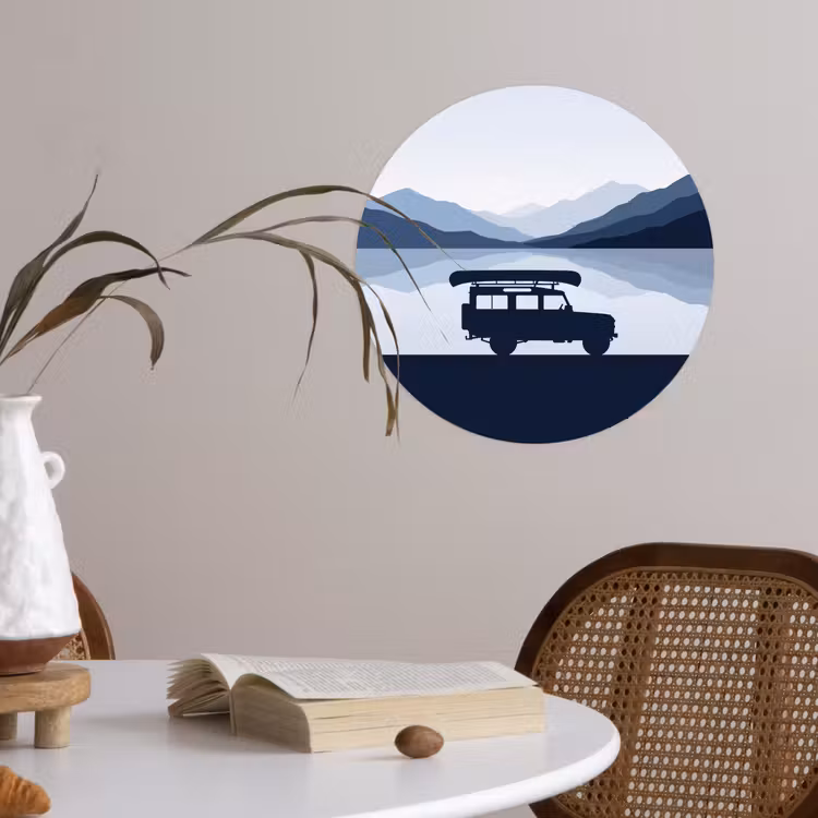 Behangcirkel - Auto - Meer - Bergen - Blauw — 4