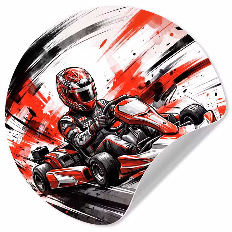 Behangcirkel - Kart - Coureur - Snelheid - Rood — 1