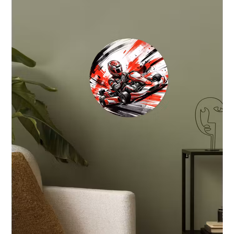 Behangcirkel - Kart - Coureur - Snelheid - Rood — 3