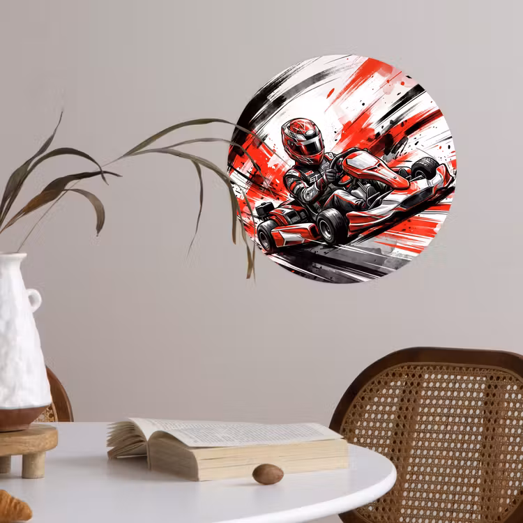 Behangcirkel - Kart - Coureur - Snelheid - Rood — 4