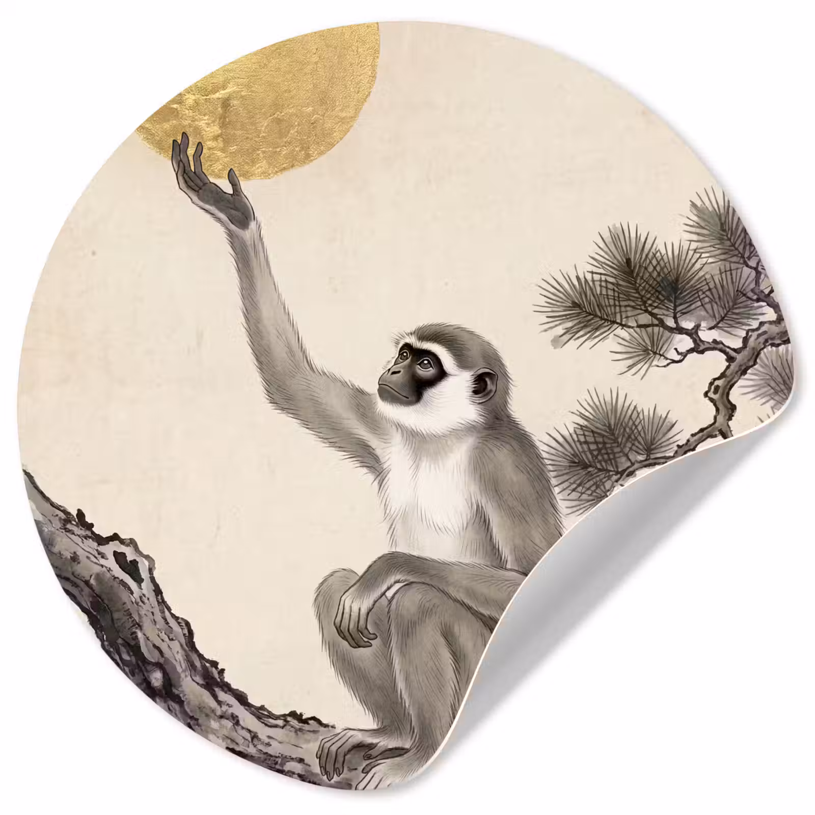Behangcirkel - Aap - Maan - Goud — 1