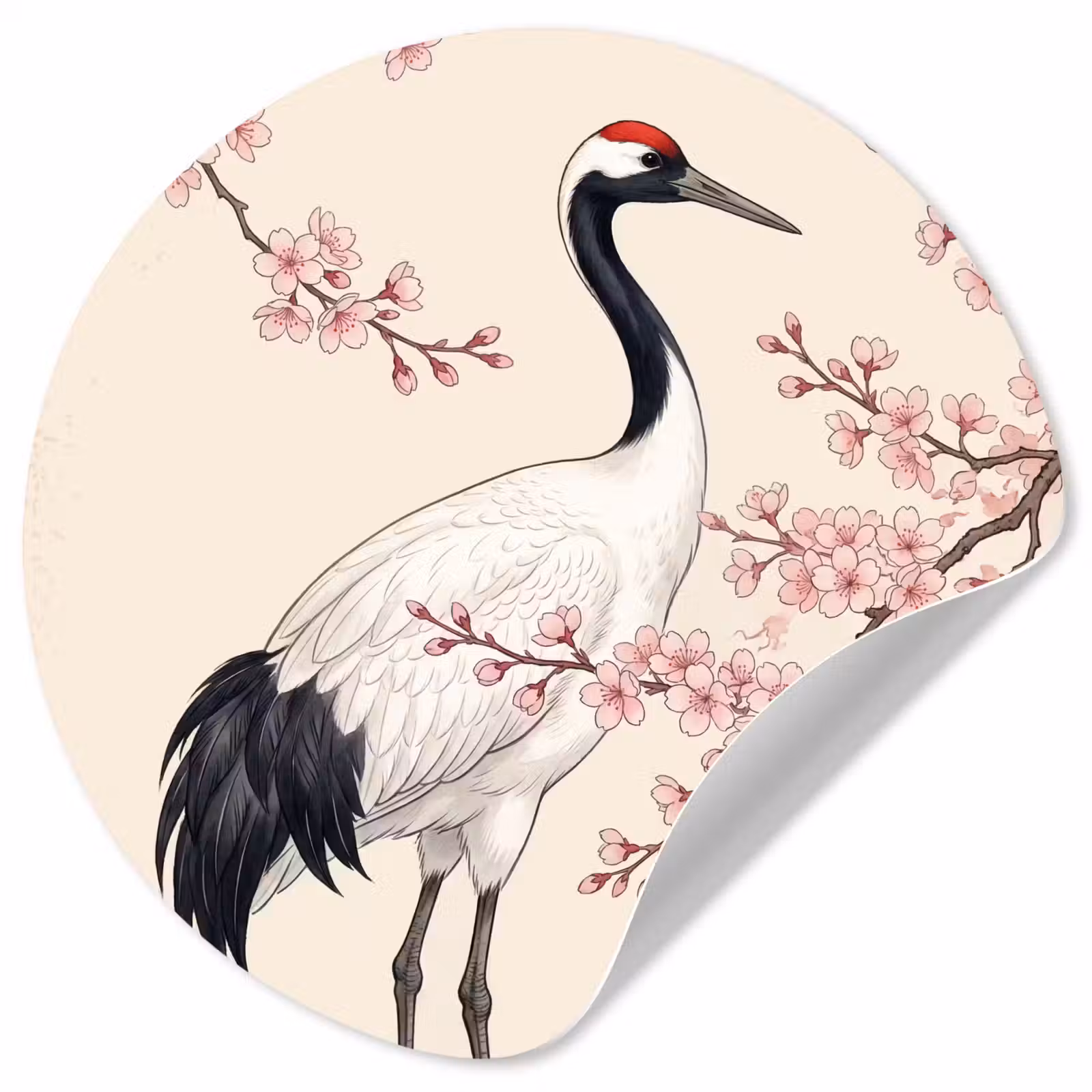 Behangcirkel - Aziatisch - Kraanvogel - Beige — 1