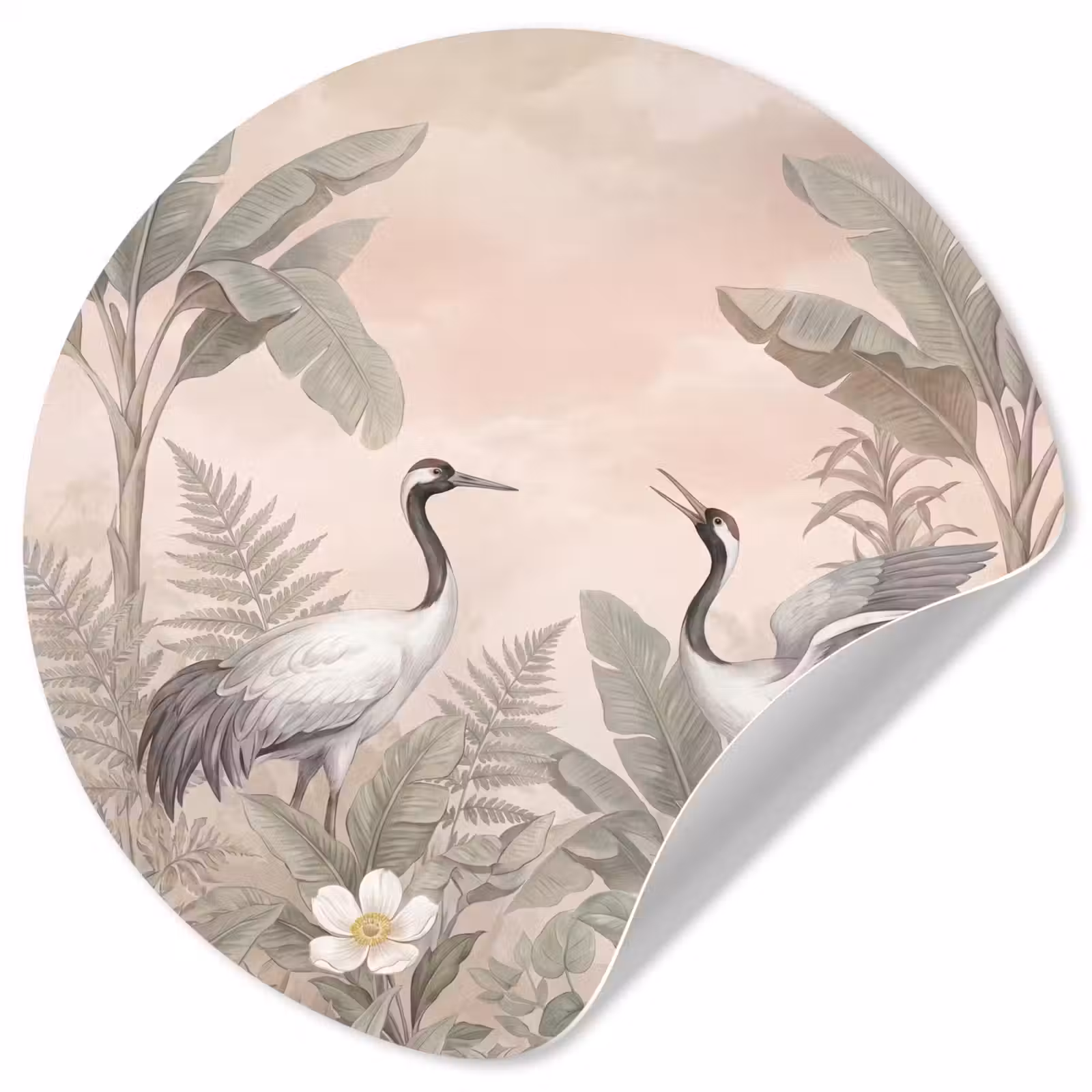 Behangcirkel - Kraanvogels - Natuur - Roze — 1