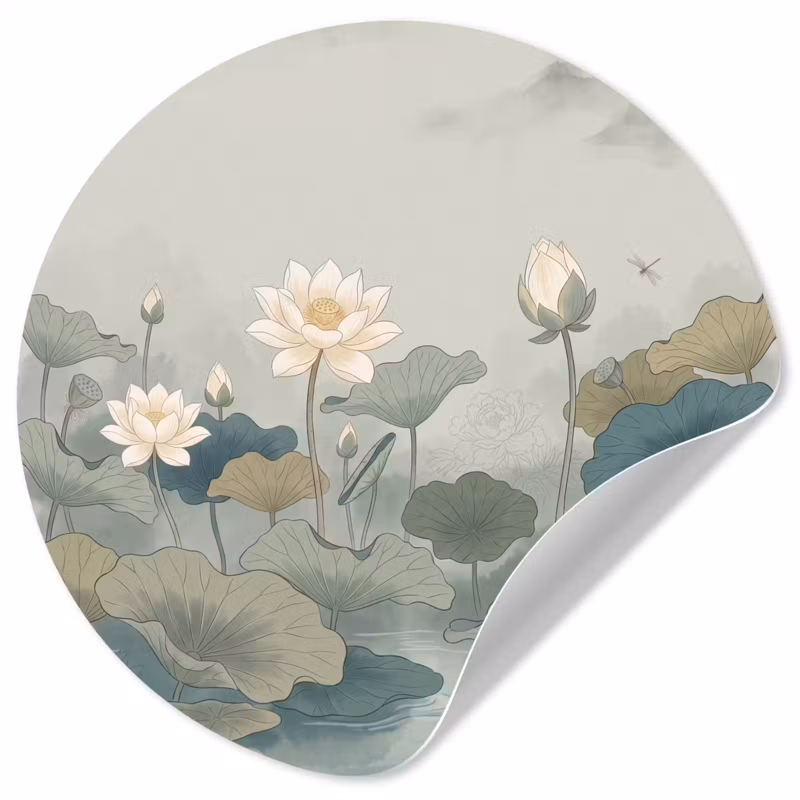 Behangcirkel - Lotus - Bloemen - Groen — 1