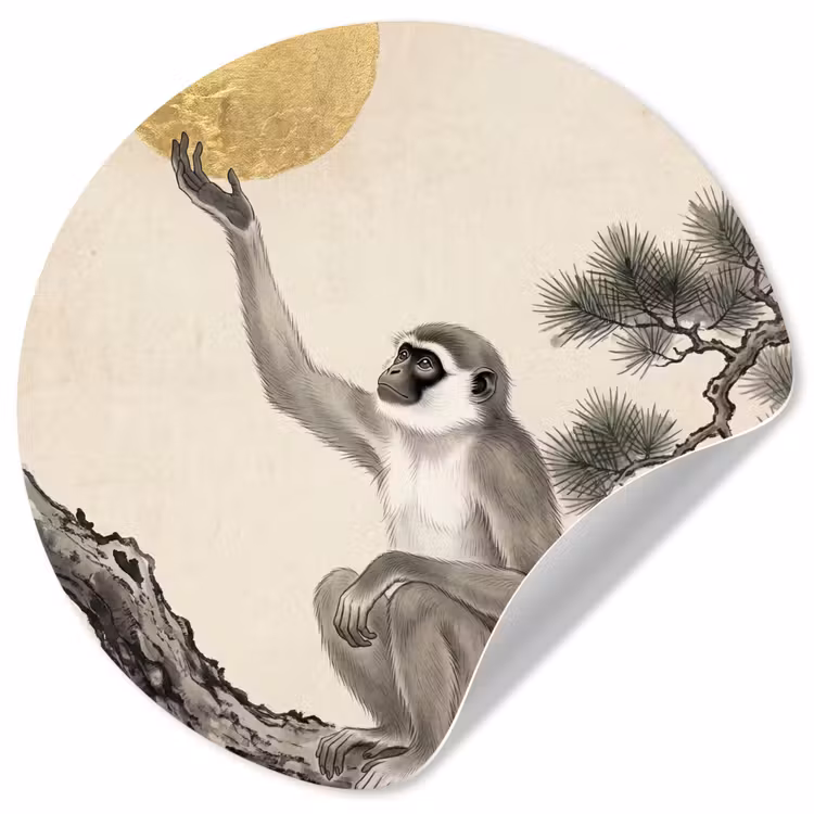 Behangcirkel - Aap - Maan - Goud — 1