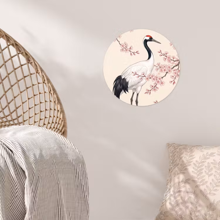 Behangcirkel - Aziatisch - Kraanvogel - Beige — 5