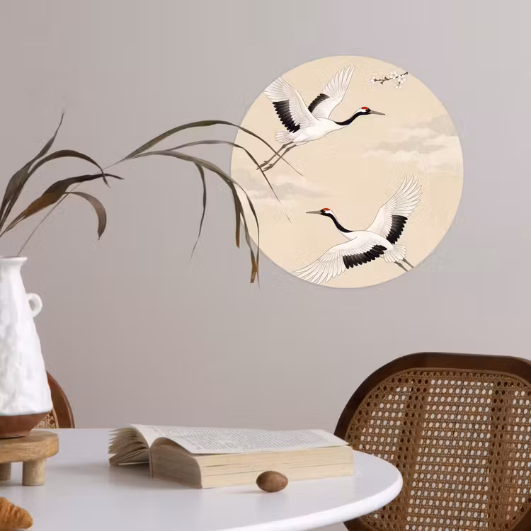 Behangcirkel - Kraanvogels - Bloesem - Beige — 4