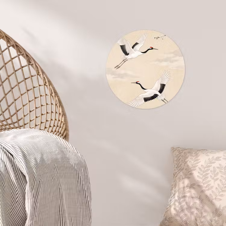 Behangcirkel - Kraanvogels - Bloesem - Beige — 5