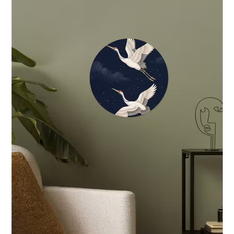 Behangcirkel - Kraanvogels - Nachthemel - Blauw — 3