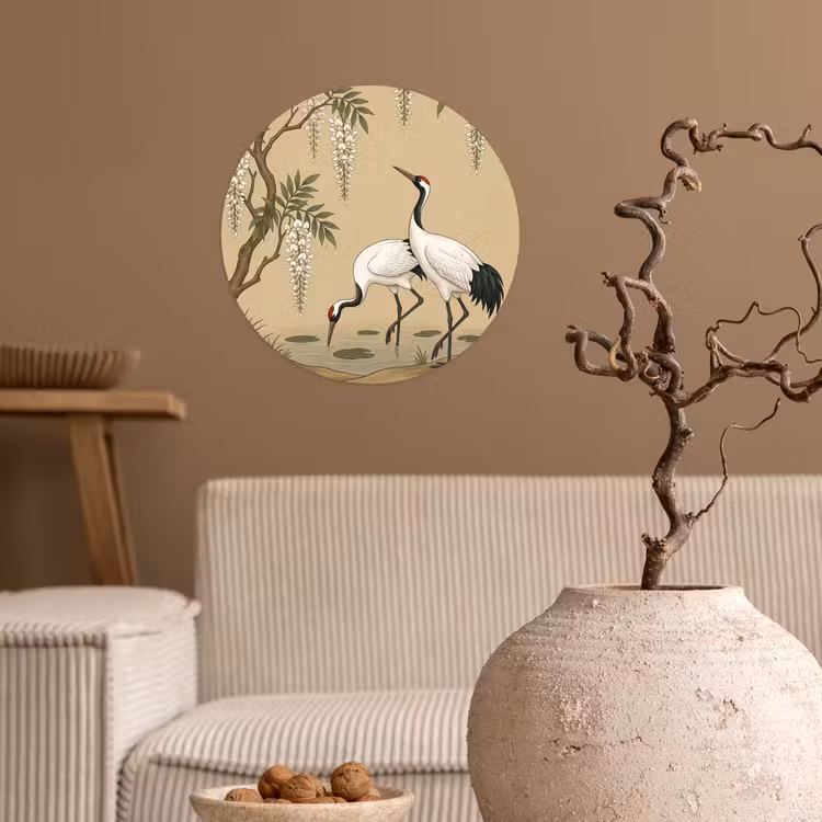 Behangcirkel - Kraanvogels - Water - Beige — 2