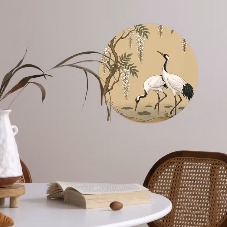 Behangcirkel - Kraanvogels - Water - Beige — 4