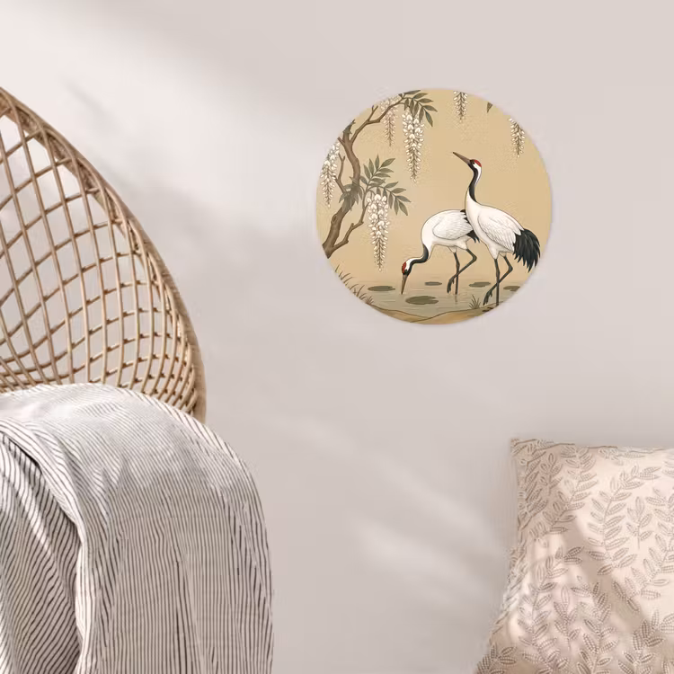 Behangcirkel - Kraanvogels - Water - Beige — 5