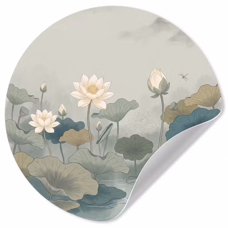 Behangcirkel - Lotus - Bloemen - Groen — 1