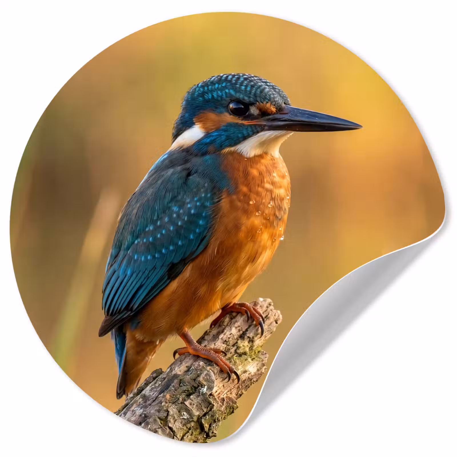 Behangcirkel - IJsvogel - Tak - Water - Kleurrijk - Levendig — 1