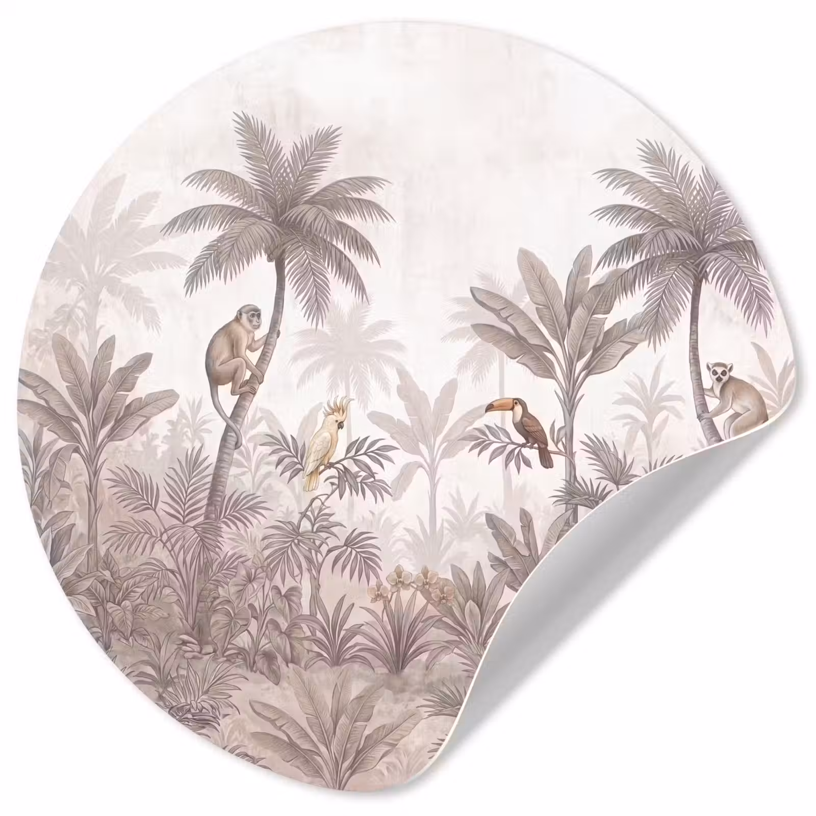 Behangcirkel - Jungle - Dieren - Palmbomen — 1