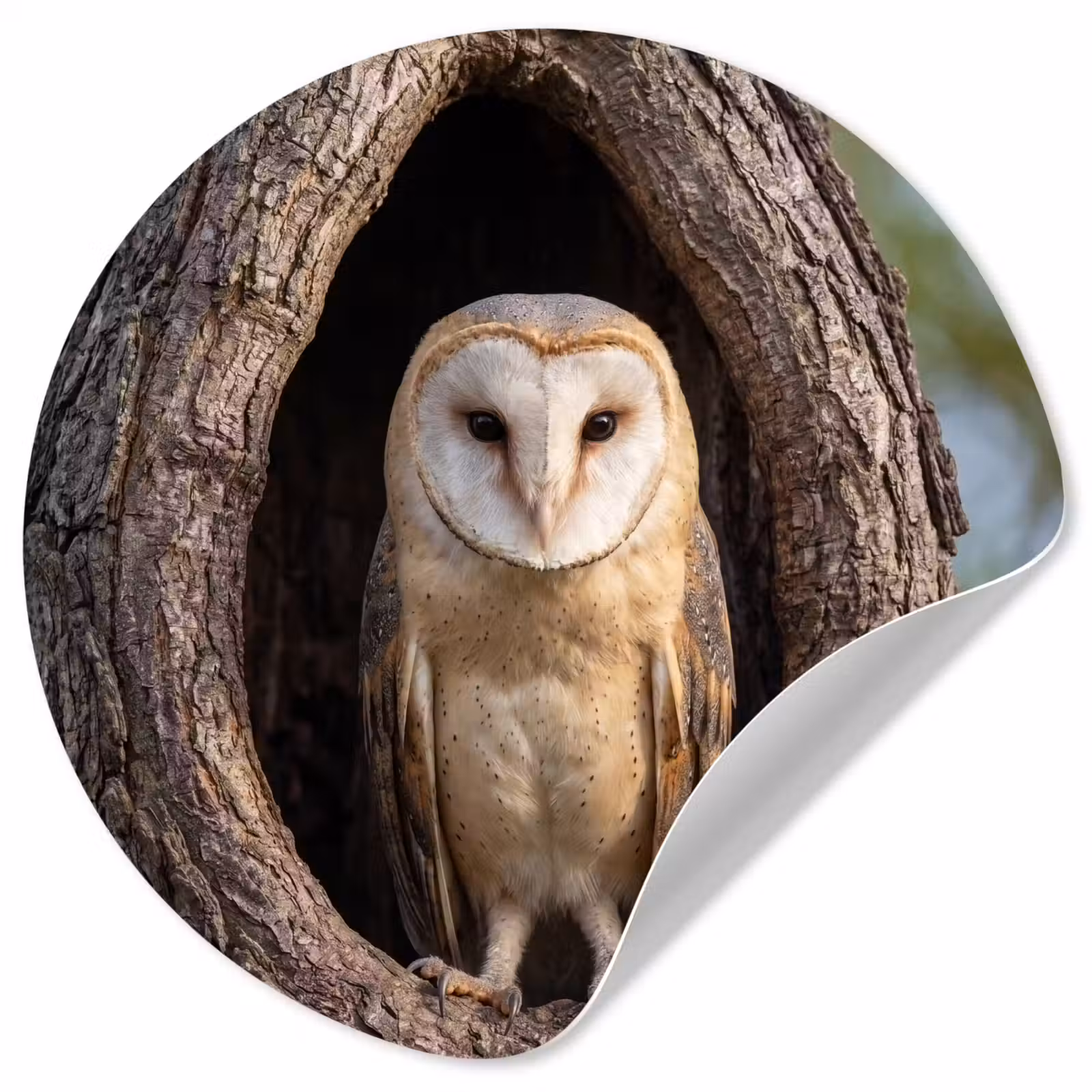 Behangcirkel - Kerkuil - Boom - Natuur - Bruin — 1