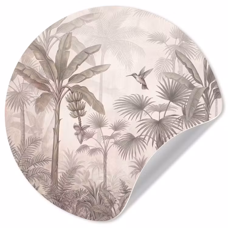 Behangcirkel - Jungle - Banenboom - Kolibrie - Beige — 1