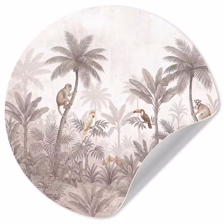 Behangcirkel - Jungle - Dieren - Palmbomen — 1