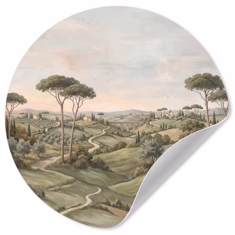 Behangcirkel - Landschap - Heuvels - Zandpad - Groen — 1