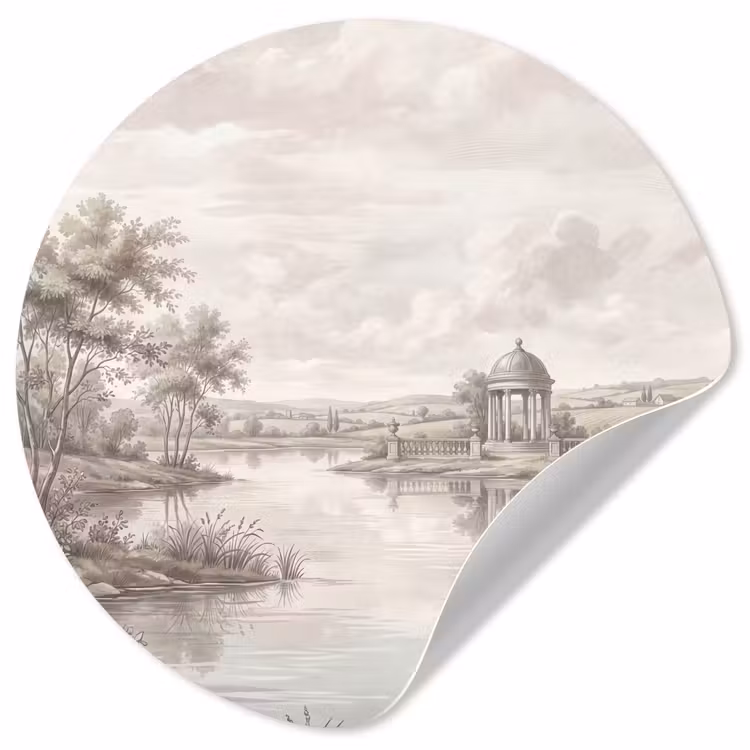Behangcirkel - Landschap - Water - Natuur - Sepia — 1