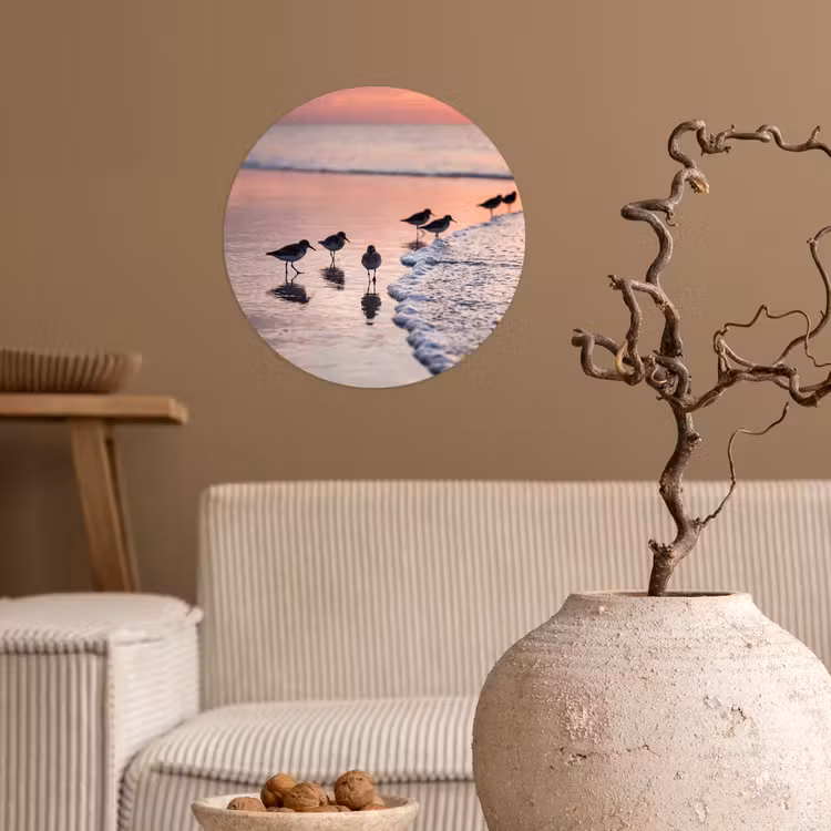 Behangcirkel - Meeuwen - Strand - Zee - Roze — 2