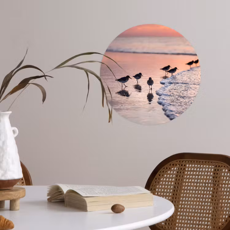 Behangcirkel - Meeuwen - Strand - Zee - Roze — 4