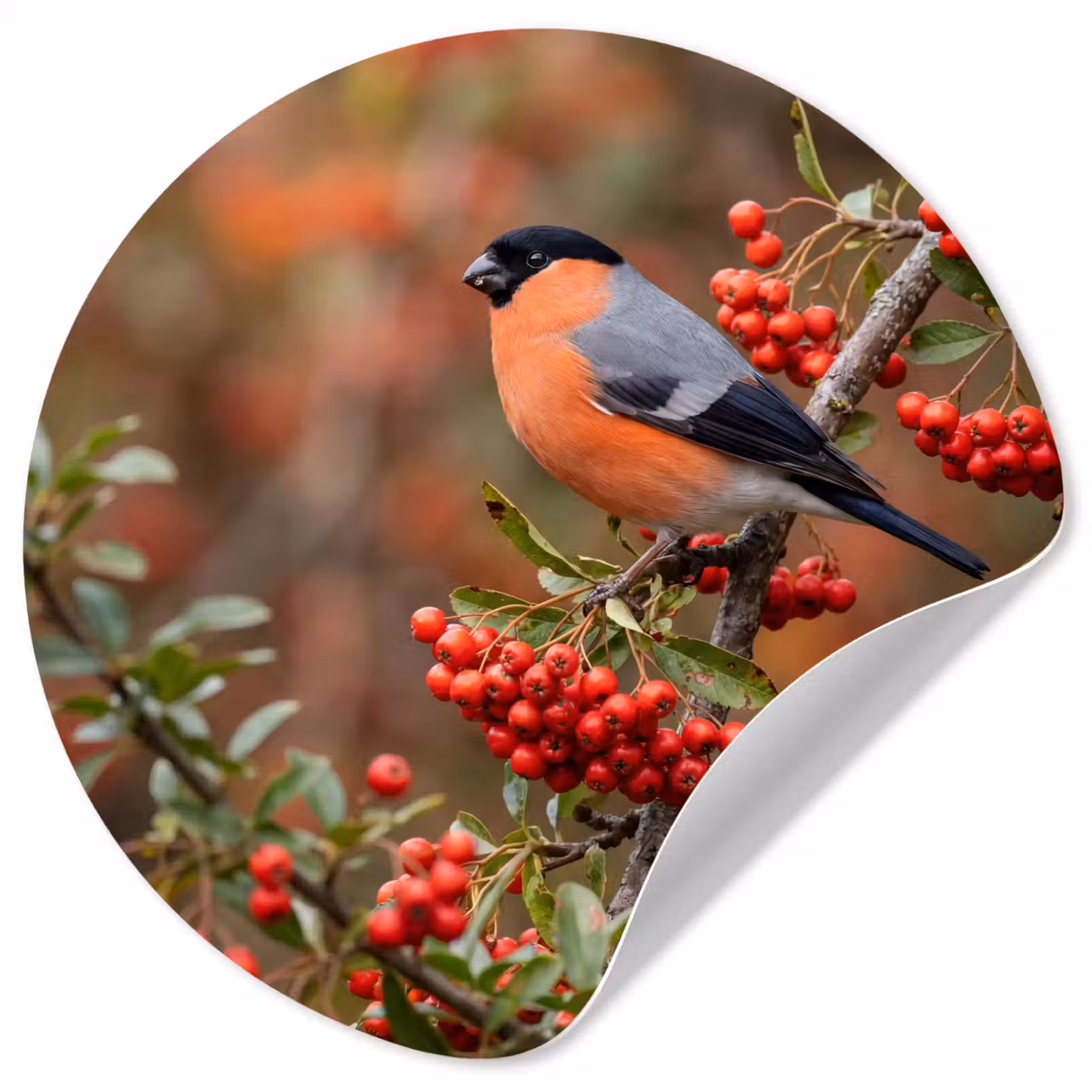 Behangcirkel - Goudvink - Bessen - Herfst - Natuur - Kleurrijk — 1