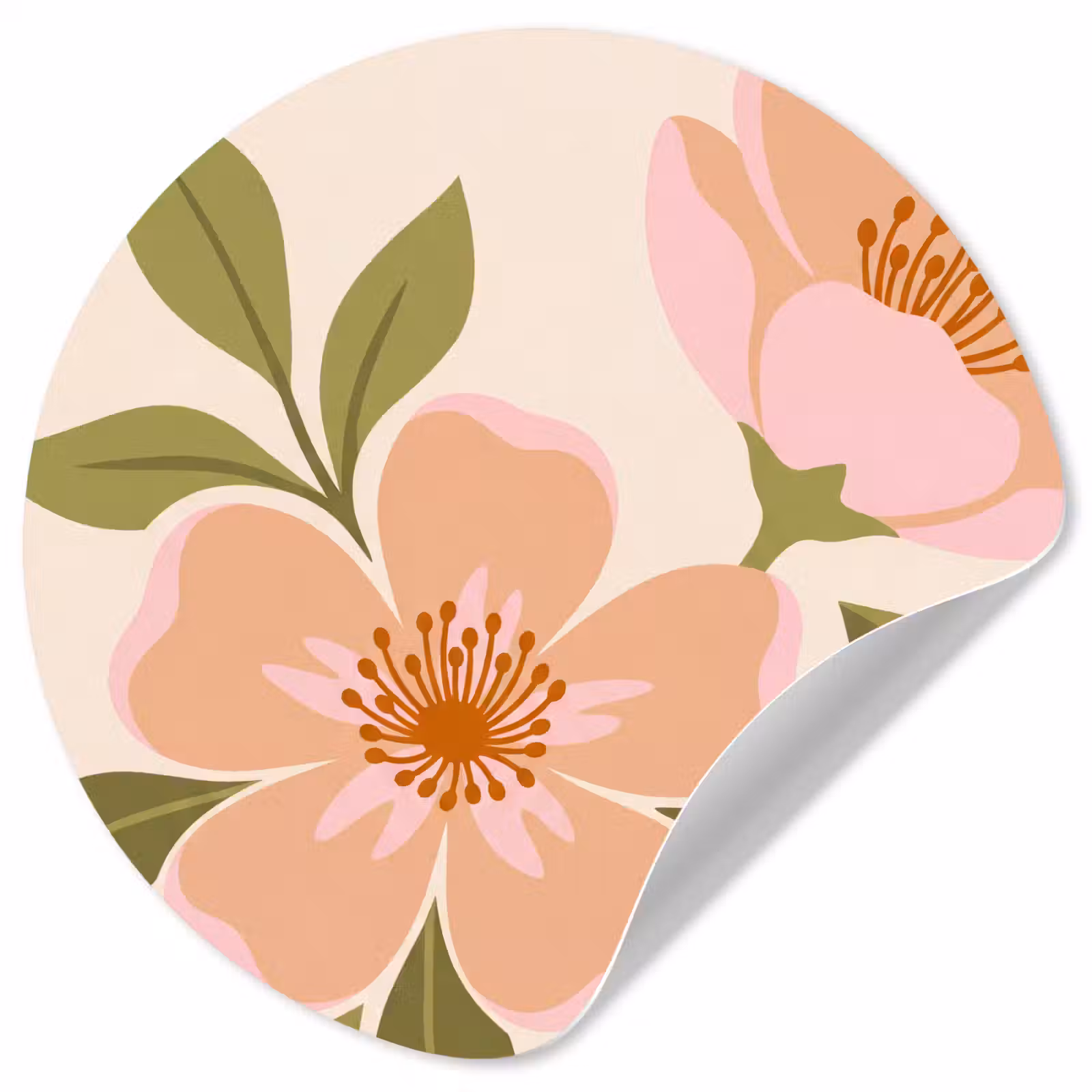 Behangcirkel - Grafisch - Bloemen - Roze — 1