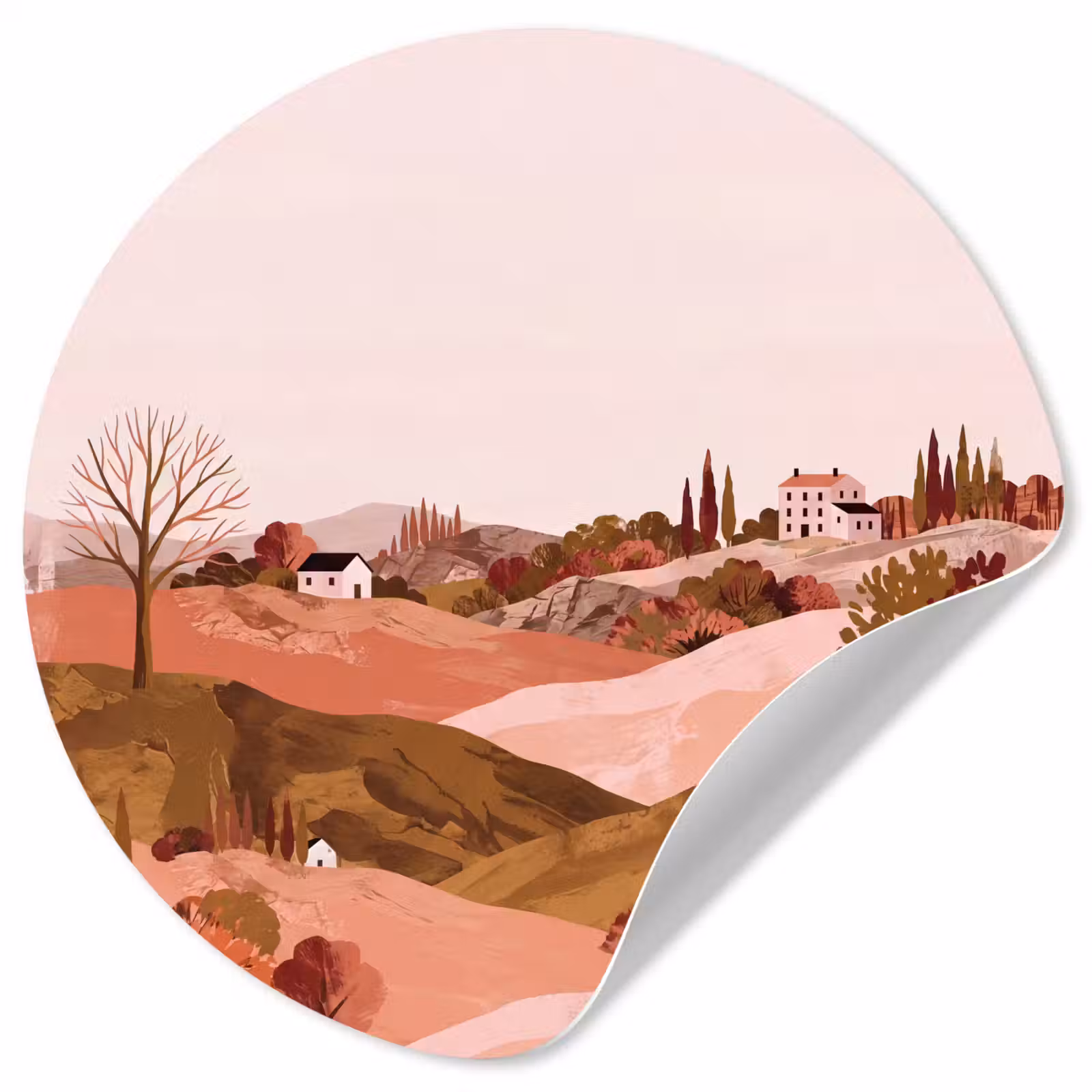 Behangcirkel - Heuvellandschap - Grafisch - Terracotta — 1
