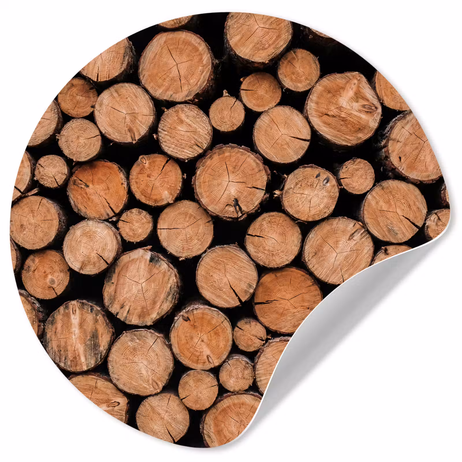 Behangcirkel - Houtblokken - Textuur - Patroon - Bruin - Rustiek — 1