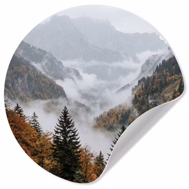 Behangcirkel - Bergen - Vallei - Mist - Herfst - Natuur — 1