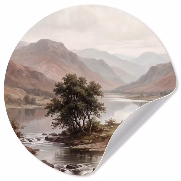 Behangcirkel - Berglandschap - Meer - Bergen - Vallei - Klassiek — 1