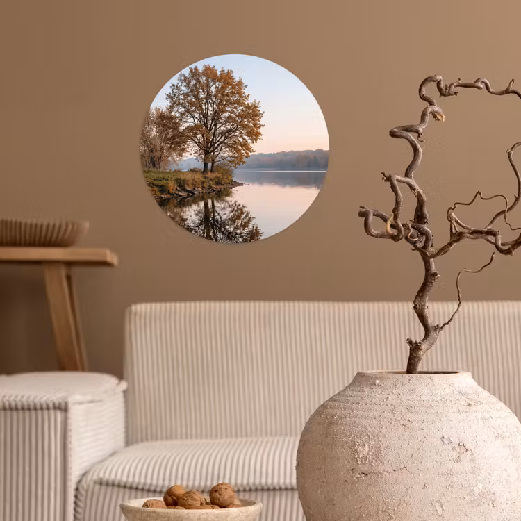 Behangcirkel - Bomen - Reflectie - Water - Zonsopgang - Serene — 2