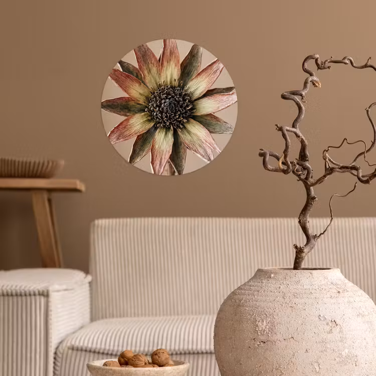 Behangcirkel - Droogbloem - Protea - Vintage - Beige - Rustiek — 2