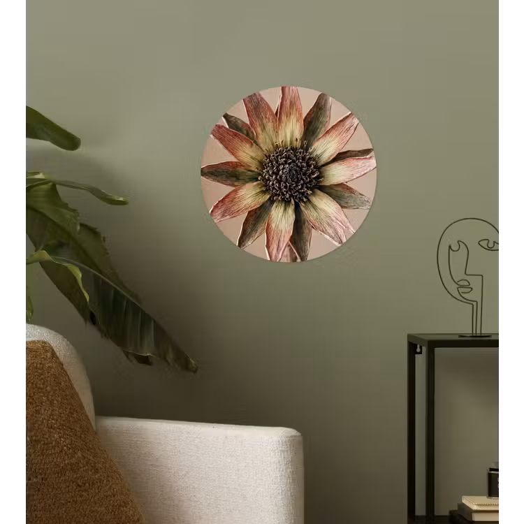 Behangcirkel - Droogbloem - Protea - Vintage - Beige - Rustiek — 3