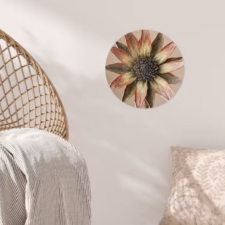 Behangcirkel - Droogbloem - Protea - Vintage - Beige - Rustiek — 5