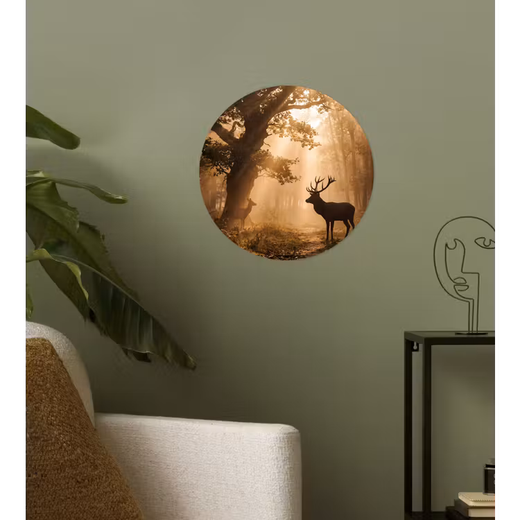 Behangcirkel - Hert - Bos - Mistig - Natuur - Goud — 3