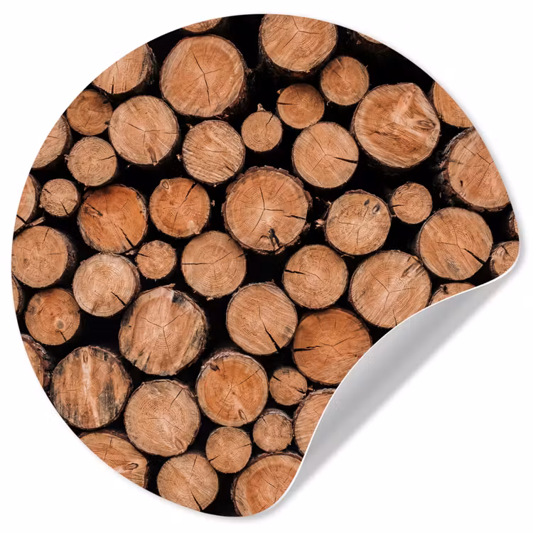 Behangcirkel - Houtblokken - Textuur - Patroon - Bruin - Rustiek — 1
