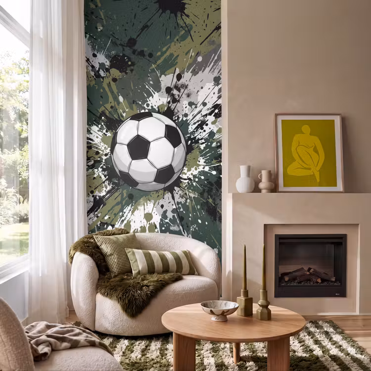 Behang - Voetbal - Verf - Spetters - Groen — 1