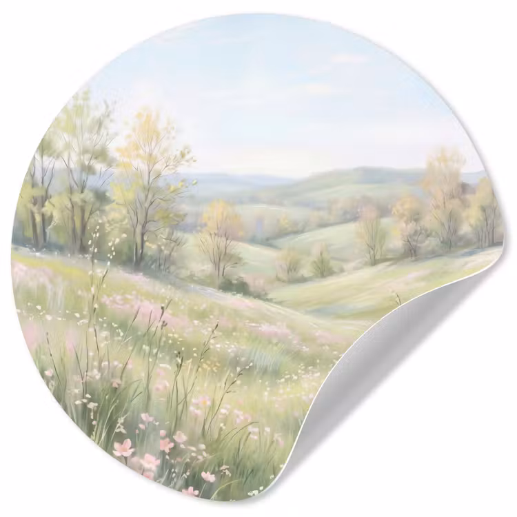 Behangcirkel - Bloemen veld - Bloemen - Groen — 1