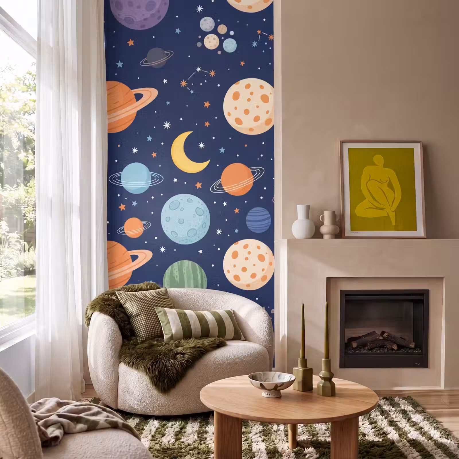 Behang - Ruimte - Planeten - Kleurrijk — 1