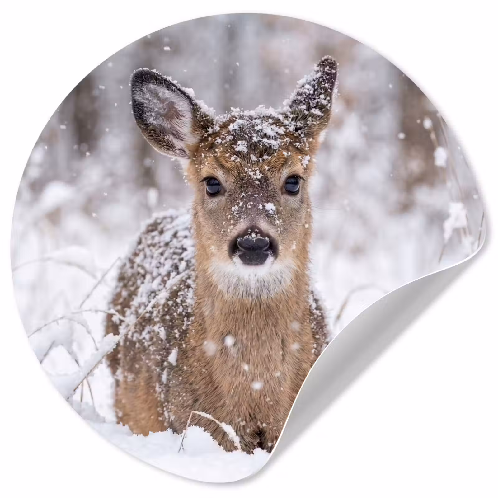 Behangcirkel - Hert - Sneeuw - Bos - Dieren - Vertederend — 1